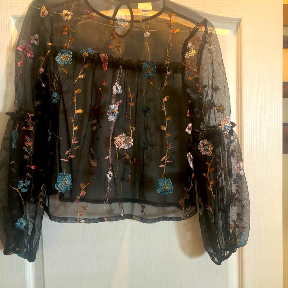 Floral embroidered top black by A New Day XS
